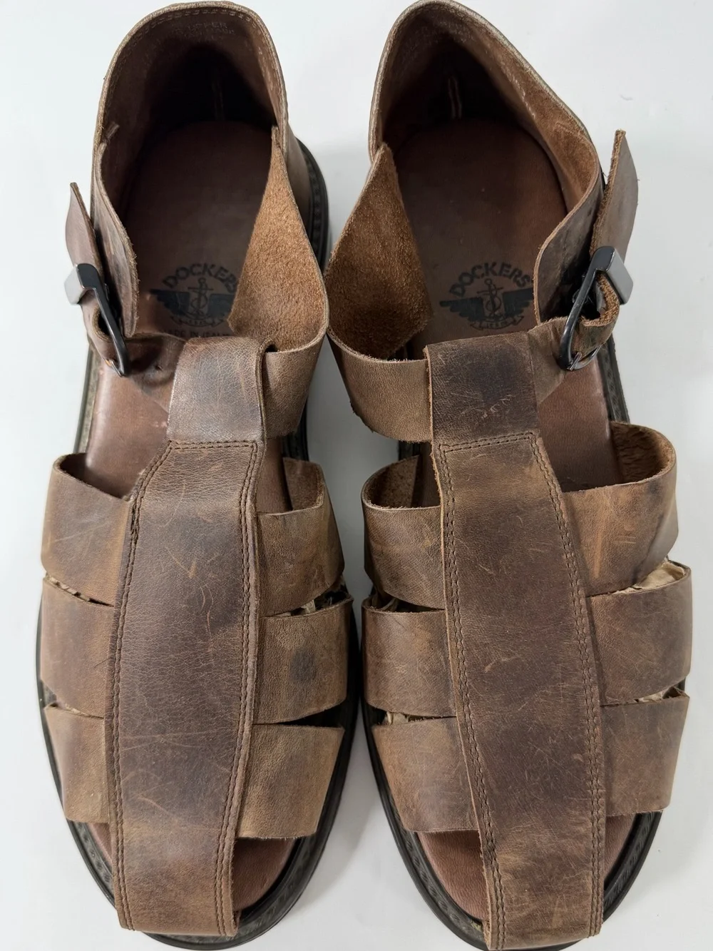 Dockers Made in Italy Leather Fisherman Sandals Men’s 11 Brown Lug Sole